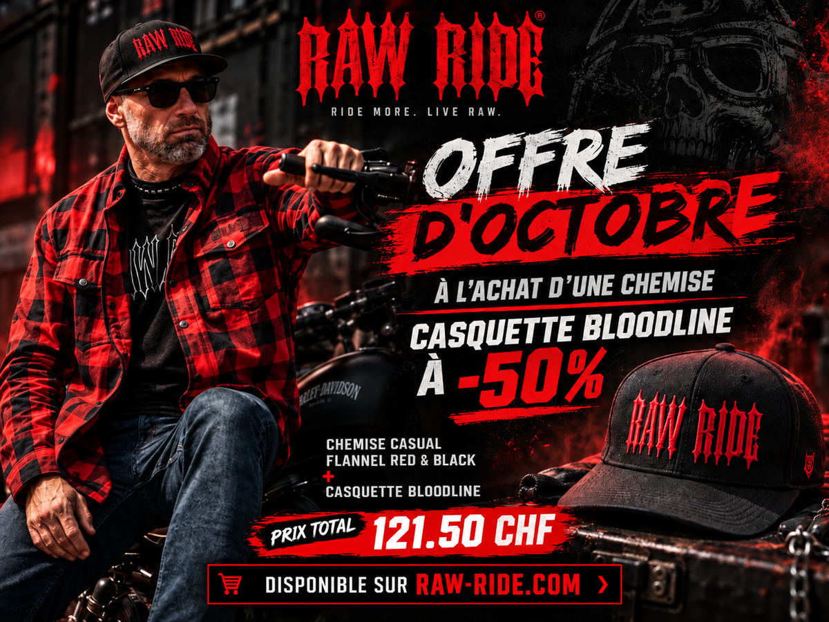 Offre d'octobre Raw Ride : chemise flanelle Casual et casquette Bloodline