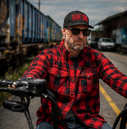 Chemise flanelle biker à carreaux rouge et noir Casual - Raw Ride