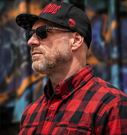 Chemise flanelle biker à carreaux rouge et noir Casual - Raw Ride