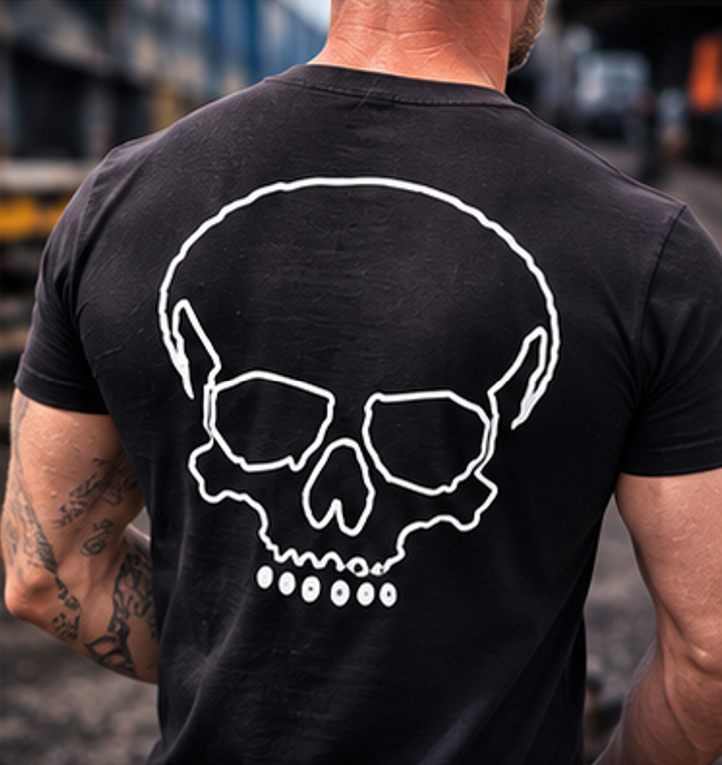 T-shirt biker phosphorescent Glow, Skull lumineux la nuit - Raw Ride
