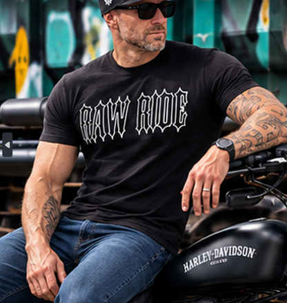 T-shirt biker phosphorescent Glow, Skull lumineux la nuit - Raw Ride