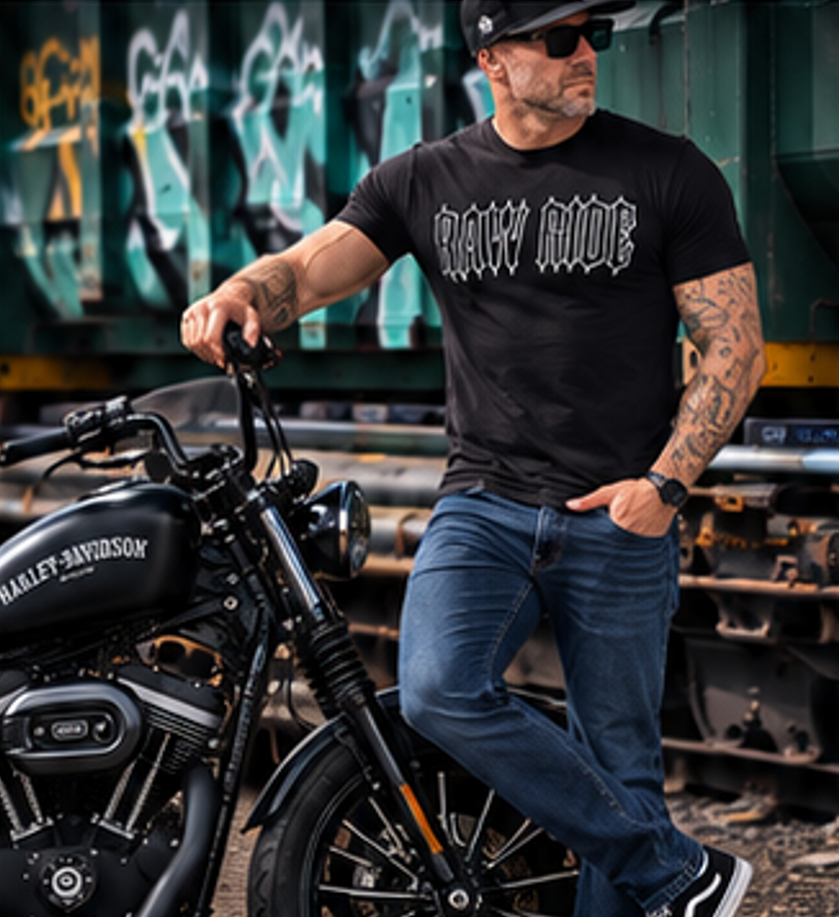 T-shirt biker phosphorescent Glow, Skull lumineux la nuit - Raw Ride
