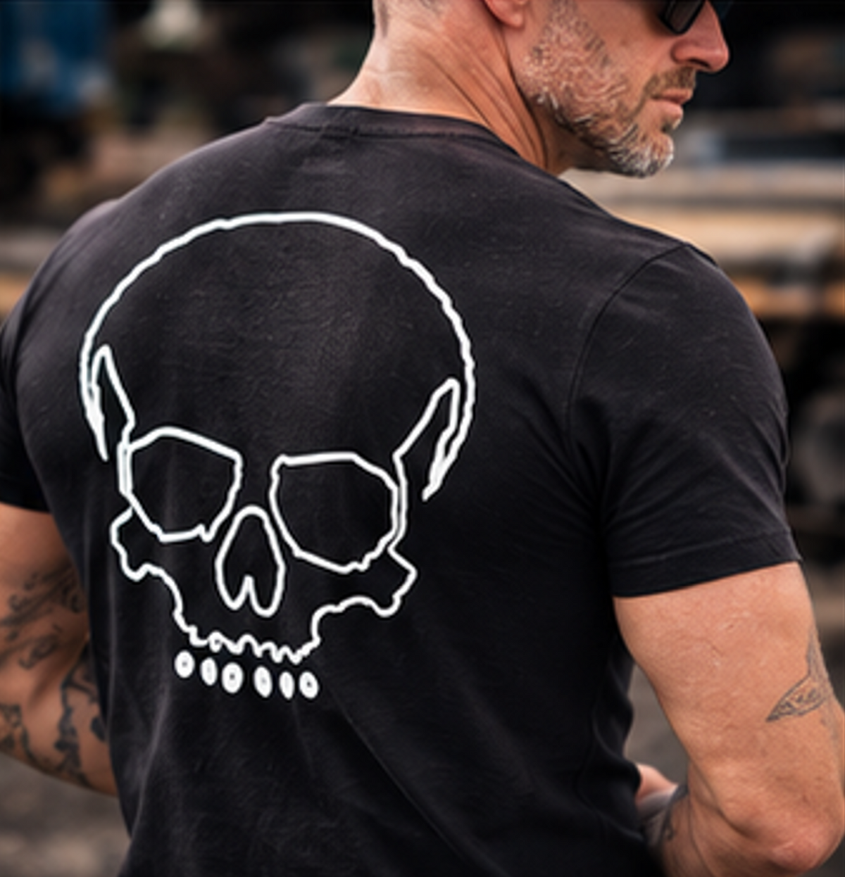 T-shirt biker phosphorescent Glow, Skull lumineux la nuit - Raw Ride