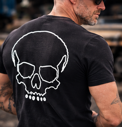 T-shirt biker phosphorescent Glow, Skull lumineux la nuit - Raw Ride