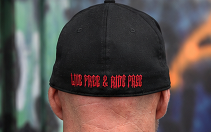 Casquette biker Bloodline noire, broderies rouge sang - Raw Ride